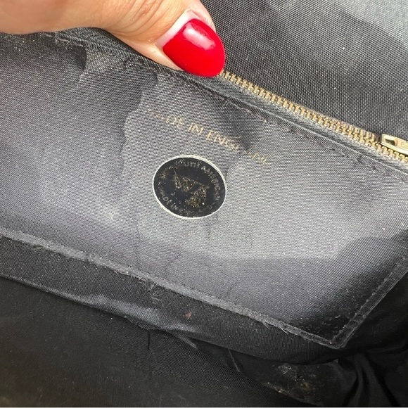 VINTAGE WA Weymouth American made in England black leather handbag purse - Picture 5 of 11